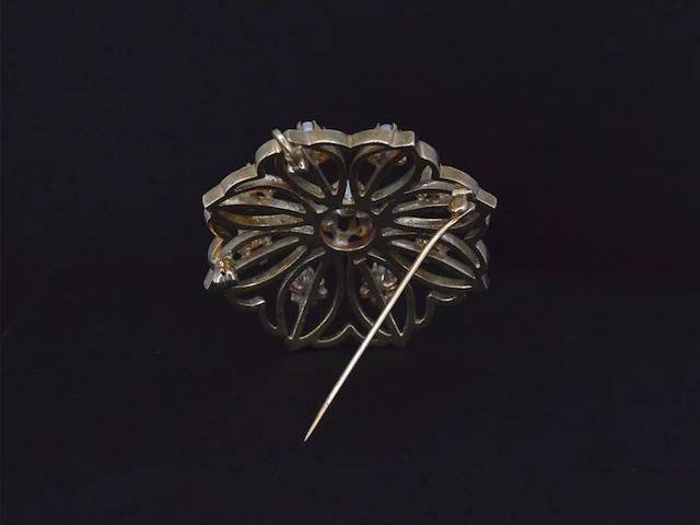 Gouden art nouveau hanger met echte parels, excl. ketting - afbeelding 4 van  8