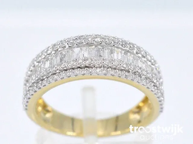 Gouden band ring met vijf rijen van diamant 1.00 carat - afbeelding 1 van  5