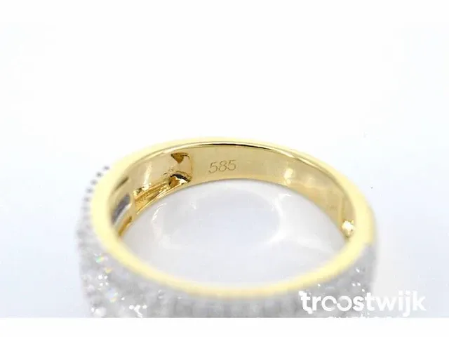 Gouden band ring met vijf rijen van diamant 1.00 carat - afbeelding 4 van  5