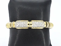 Gouden brede bangle armband met hoge kwaliteit aan diamanten - afbeelding 2 van  7