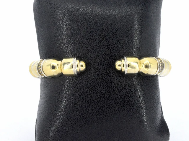 Gouden brede bangle armband met hoge kwaliteit aan diamanten - afbeelding 7 van  7