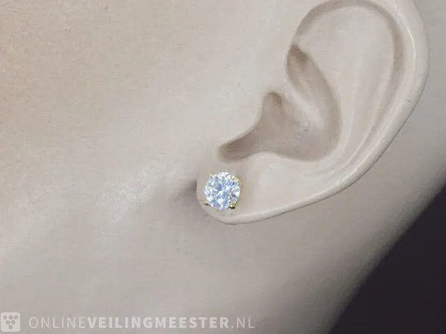 Gouden briljant oorbellen van 2.00 carat - afbeelding 2 van  10