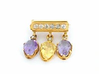 Gouden broche met diamant en edelstenen - afbeelding 1 van  8