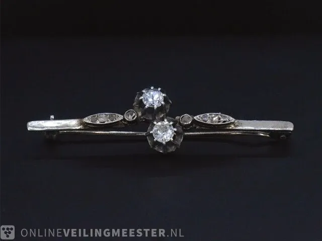 Gouden broche met diamanten - afbeelding 1 van  8