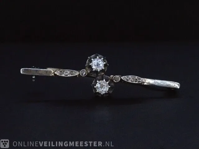 Gouden broche met diamanten - afbeelding 2 van  8