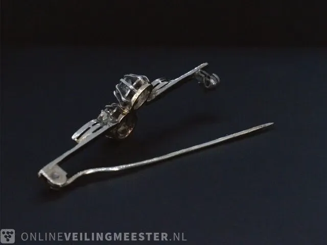 Gouden broche met diamanten - afbeelding 6 van  8