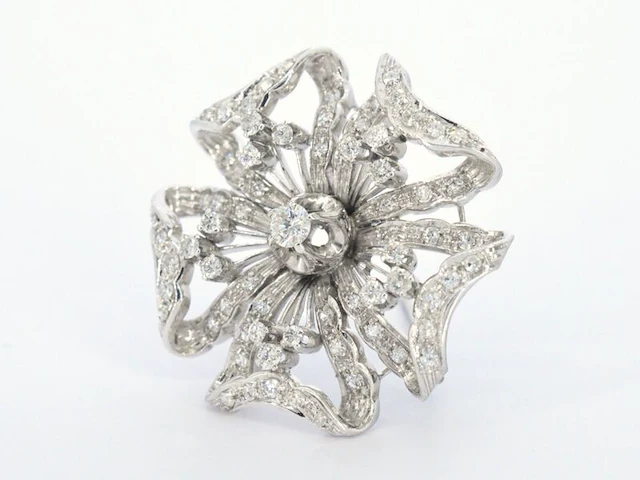 Gouden broche met diamanten - afbeelding 3 van  6
