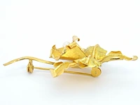 Gouden broche met parel - afbeelding 3 van  9