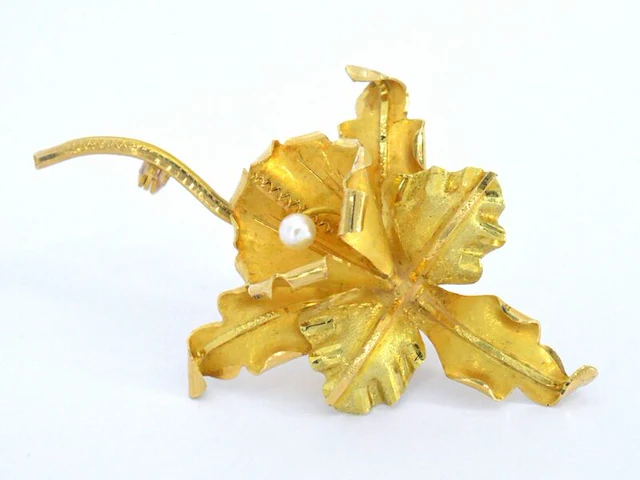 Gouden broche met parel - afbeelding 6 van  9