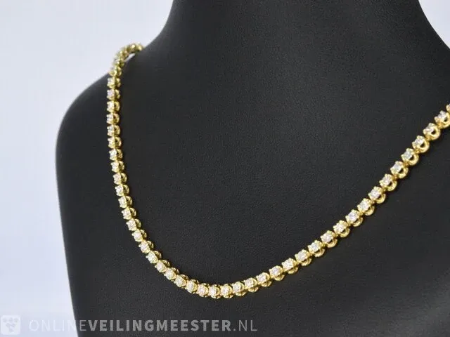 Gouden collier met 107 briljant geslepen diamanten - afbeelding 3 van  8