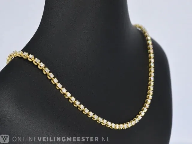 Gouden collier met 107 briljant geslepen diamanten - afbeelding 4 van  8