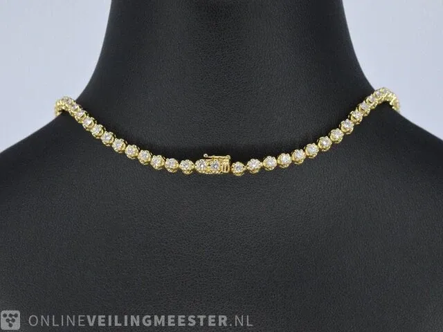 Gouden collier met 107 briljant geslepen diamanten - afbeelding 5 van  8