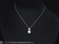 Gouden collier met diamanten en een parel - afbeelding 2 van  7