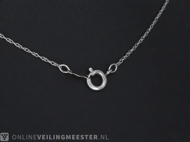 Gouden collier met diamanten en een parel - afbeelding 6 van  7