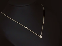 Gouden collier met diamanten hanger klaver vier - afbeelding 1 van  8