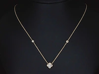 Gouden collier met diamanten hanger klaver vier - afbeelding 2 van  8