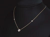 Gouden collier met diamanten hanger klaver vier - afbeelding 3 van  8