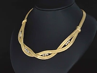 Gouden collier met diamanten - afbeelding 1 van  8