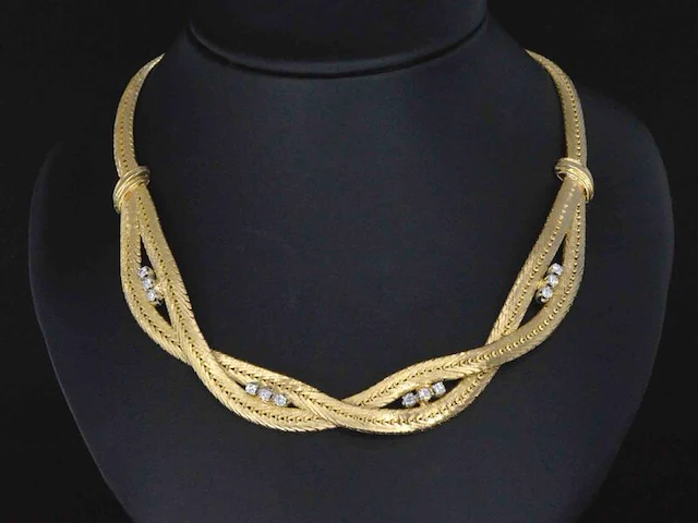Gouden collier met diamanten - afbeelding 2 van  8