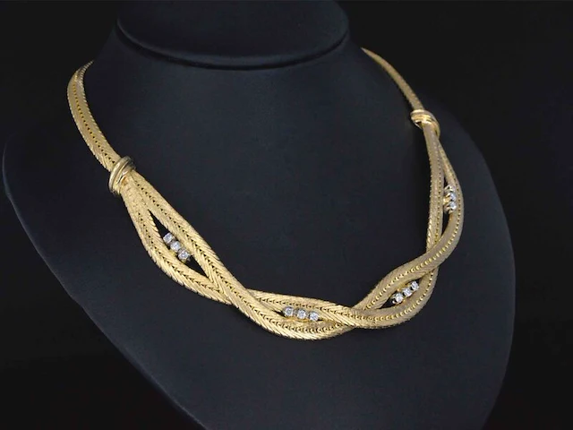 Gouden collier met diamanten - afbeelding 3 van  8