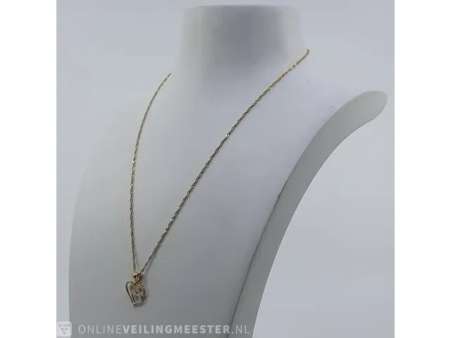 Gouden collier met hanger, 14 karaats - afbeelding 1 van  13