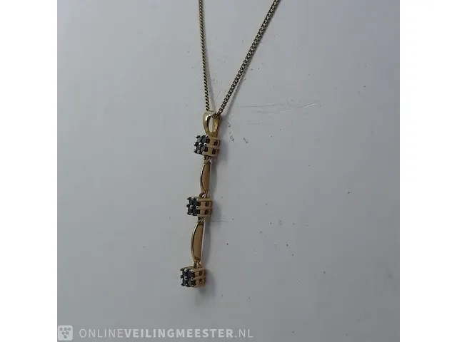 Gouden collier met steentjes, 14 karaats - afbeelding 4 van  7