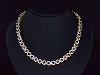 Gouden collier volledig met witte diamanten en saffieren 17.00 carat - afbeelding 1 van  8