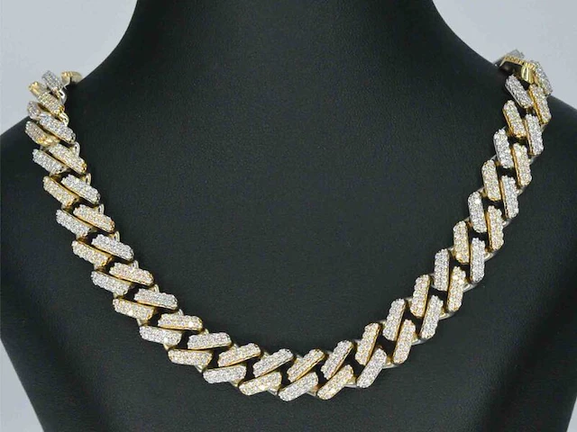 Gouden cuban ketting vol met diamanten 25.00 carat - afbeelding 1 van  9