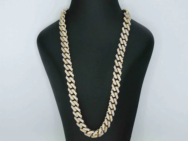 Gouden cuban ketting vol met diamanten 25.00 carat - afbeelding 2 van  9