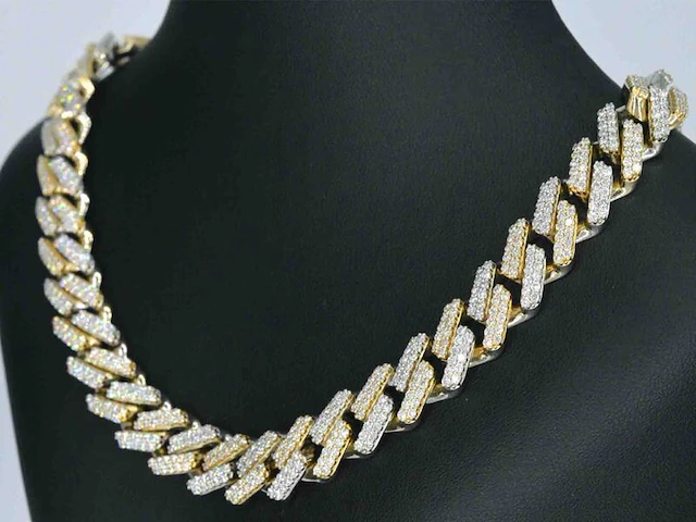 Gouden cuban ketting vol met diamanten 25.00 carat - afbeelding 3 van  9