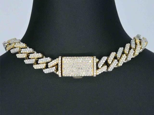 Gouden cuban ketting vol met diamanten 25.00 carat - afbeelding 5 van  9