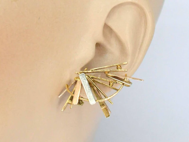 Gouden design oorbellen van anneke schat - afbeelding 5 van  12