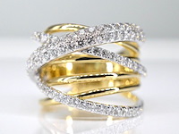 Gouden design ring met diamanten - afbeelding 1 van  7