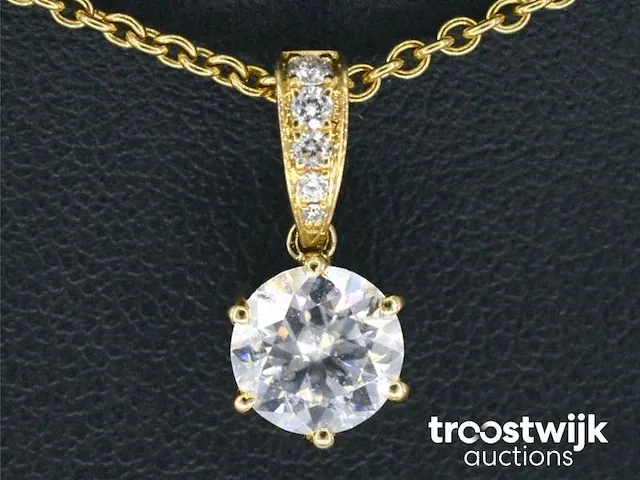 Gouden diamanten hanger met een gemaakte briljant cut van 1.00 carat - afbeelding 1 van  7