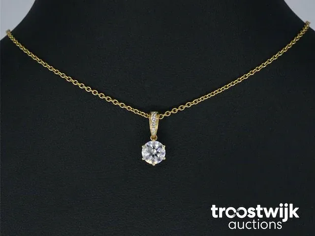Gouden diamanten hanger met een gemaakte briljant cut van 1.00 carat - afbeelding 2 van  7