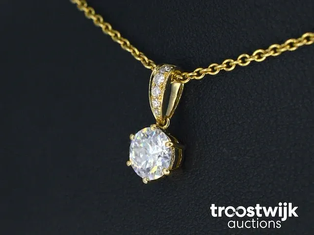 Gouden diamanten hanger met een gemaakte briljant cut van 1.00 carat - afbeelding 3 van  7