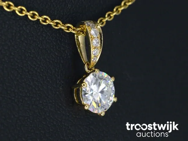 Gouden diamanten hanger met een gemaakte briljant cut van 1.00 carat - afbeelding 4 van  7