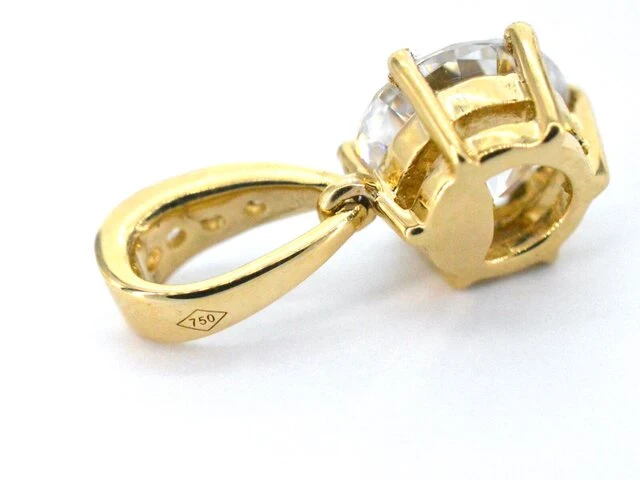 Gouden diamanten hanger met een gemaakte briljant cut van 1.00 carat - afbeelding 7 van  8