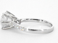 Gouden diamanten solitair ring met een grote diamant van 3.00 carat en kleine diamanten - afbeelding 2 van  12