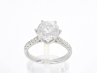 Gouden diamanten solitair ring met een grote diamant van 3.00 carat en kleine diamanten - afbeelding 5 van  12