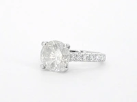 Gouden diamanten solitair ring met een grote diamant van 4.00 carat en kleine diamanten - afbeelding 3 van  9