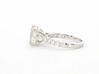 Gouden diamanten solitair ring met een grote diamant van 4.00 carat en kleine diamanten - afbeelding 5 van  9