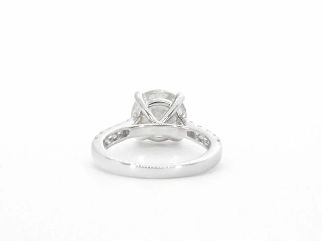 Gouden diamanten solitair ring met een grote diamant van 4.00 carat en kleine diamanten - afbeelding 6 van  9