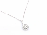 Gouden druppelvormige hanger en collier vol met diamanten - afbeelding 8 van  11