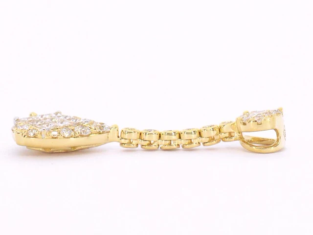 Gouden druppelvormige hanger met briljant en princess geslepen diamanten, excl. ketting - afbeelding 4 van  8