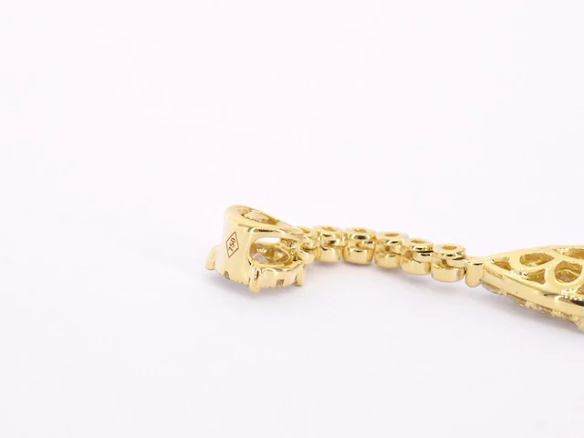 Gouden druppelvormige hanger met briljant en princess geslepen diamanten, excl. ketting - afbeelding 6 van  8