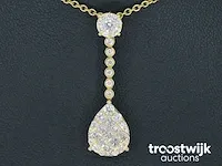 Gouden druppelvormige hanger met briljant en princess geslepen diamanten - afbeelding 1 van  6
