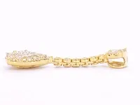 Gouden druppelvormige hanger met briljant en princess geslepen diamanten - afbeelding 4 van  6