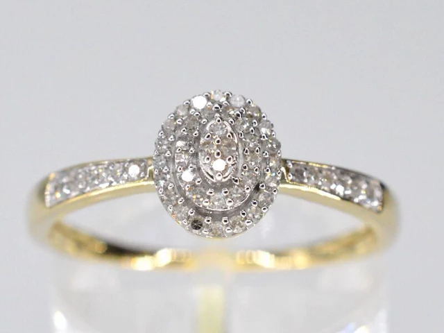 Gouden entourage ring met diamanten - afbeelding 1 van  7