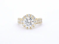 Gouden entourage ring met een 2.00 carat briljant geslepen middensteen - afbeelding 6 van  8